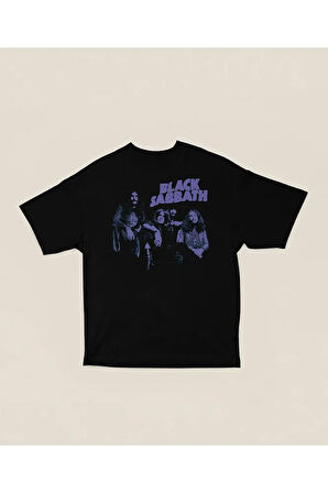 Black Sabbath Müzik Grubu Baskılı Unisex Oversize Tişört