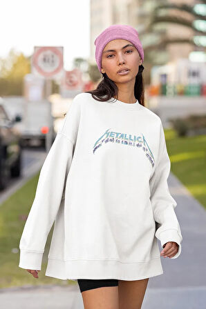Metallica Yazılı Unisex Oversize Rock Metal Sweatshirt