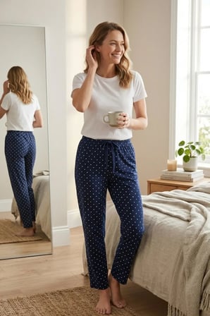 Kadın Büyük Beden Pamuklu Pijama Altı Lastikli Bel Rahat Kesim Battal Boy Soft Örme