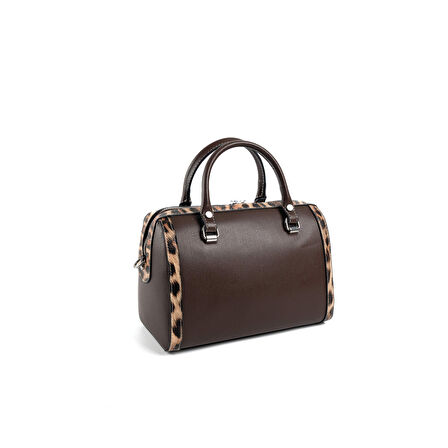 Silver Polo  Kadın Omuz Çantası 1091-47948 SILVER POLO BAYAN ÇANTASI M105 KAHVE-MAT LEOPAR TABA