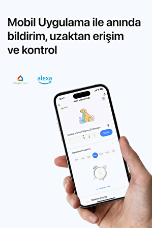 Otomatik Mama Kabı, 4L Metal Besleme Kasesi, Wi-Fi Mobil Uygulama, Programlanabilir Sesle Beslemeye Çağırma, Beyaz X8612