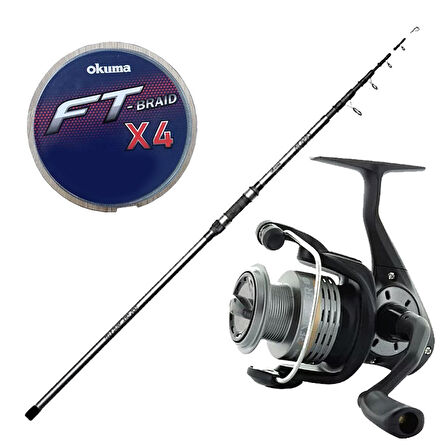 YekOutdoor Surf Oltası Seti Okuma Revenger Tele Surf 420 cm 4 Parça Surf Kamışı&Okuma Revenger RV-65 FD Olta Makinesi