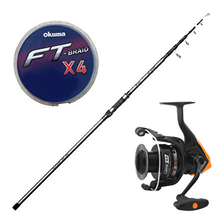 YekOutdoor Hazır Olta Seti Okuma Revenger Tele Surf 420 cm 4 Parça Surf Kamışı&Okuma JAW-65 3+1BB Olta Makinesi