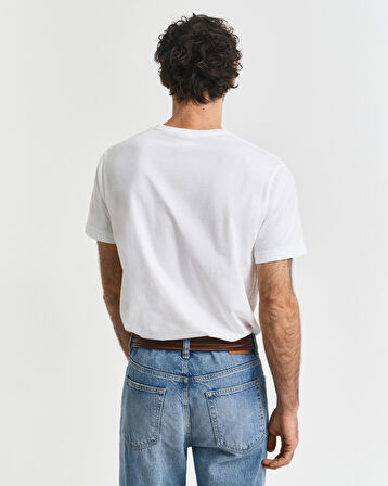 GANT Erkek Beyaz Regular Fit Bisiklet Yaka T-Shirt