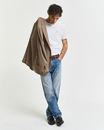 GANT Erkek Beyaz Regular Fit Bisiklet Yaka T-Shirt