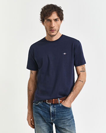 GANT Erkek Lacivert Regular Fit Bisiklet Yaka T-Shirt