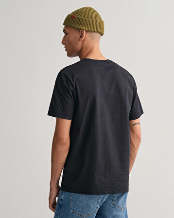 GANT Erkek Siyah Regular Fit Bisiklet Yaka T-Shirt