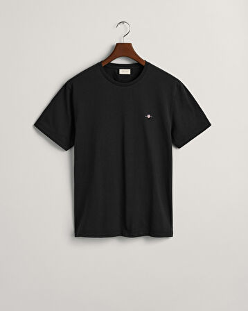 GANT Erkek Siyah Regular Fit Bisiklet Yaka T-Shirt