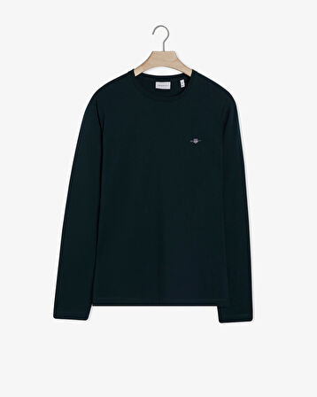 GANT Erkek Yeşil Regular Fit Bisiklet Yaka Uzun Kollu T-Shirt