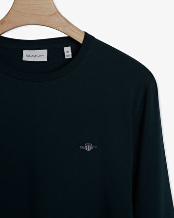 GANT Erkek Yeşil Regular Fit Bisiklet Yaka Uzun Kollu T-Shirt