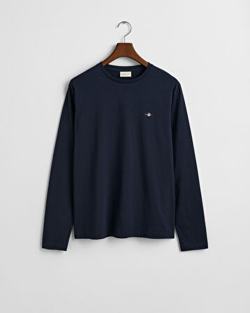 GANT Erkek Lacivert Regular Fit Bisiklet Yaka Uzun Kollu T-Shirt