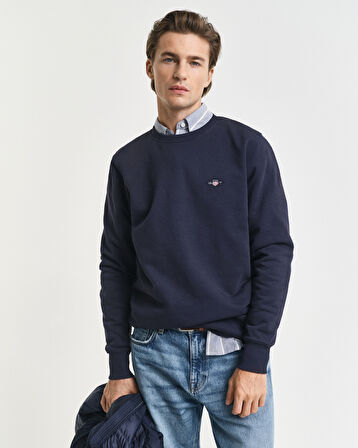 GANT Erkek Lacivert Regular Fit Bisiklet Yaka Sweatshirt