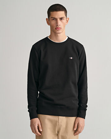GANT Erkek Siyah Regular Fit Bisiklet Yaka Sweatshirt