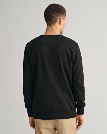 GANT Erkek Siyah Regular Fit Bisiklet Yaka Sweatshirt