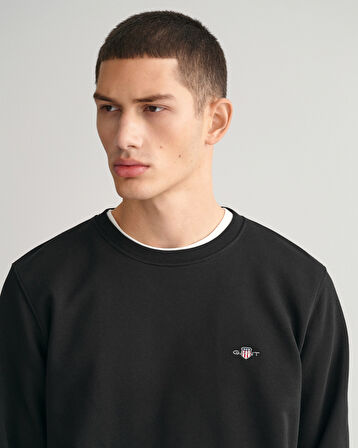 GANT Erkek Siyah Regular Fit Bisiklet Yaka Sweatshirt