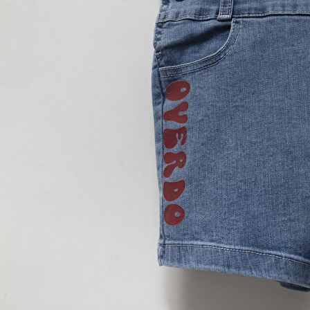 Kız Çocuk Şortlu Mavi Kot Salopet