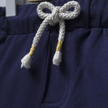 2ip Ayıcık Baskılı Beli Lastikli Unisex  Şort