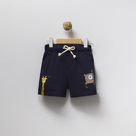 2ip Ayıcık Baskılı Beli Lastikli Unisex  Şort