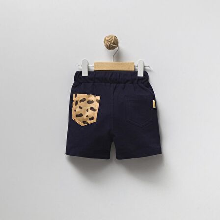 2ip Ayıcık Baskılı Beli Lastikli Unisex  Şort