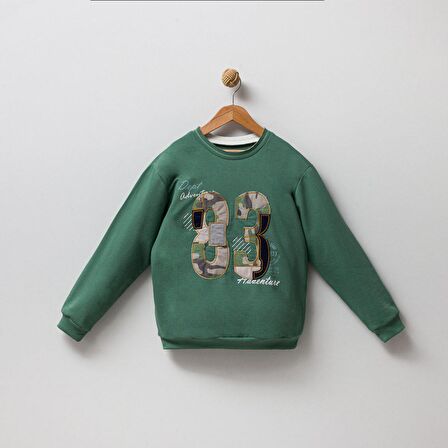 Erkek Çocuk Nakışlı  2 ip %100 Pamuklu Sweatshirt