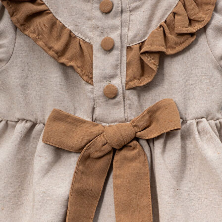 Kız Çocuk Kısa Kollu Düğmeli Elbise