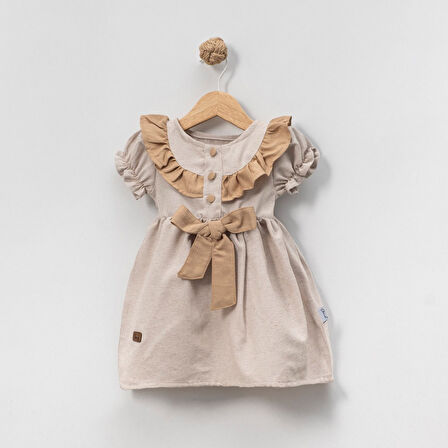 Kız Çocuk Kısa Kollu Düğmeli Elbise