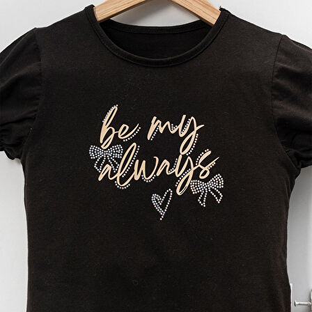 Kız Çocuk Kısa Kol T-shirt Simli Etek takım