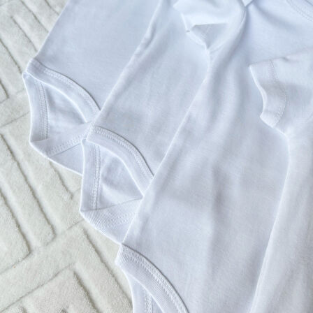 Bebek Basic Ribana Zarf Yaka 5li Kısa Kol Çıtçıtlı Zıbın Body - Beyaz