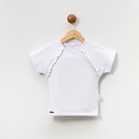 Kaşkorse Fırfırlı Kısa Kol Kız Çocuk Tişört