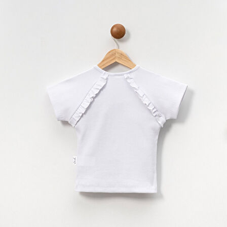 Kaşkorse Fırfırlı Kısa Kol Kız Çocuk Tişört