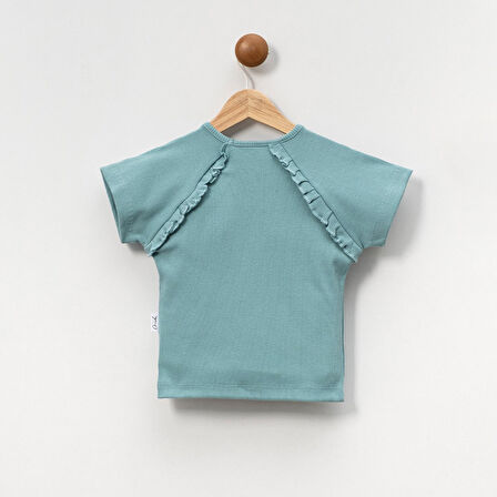 Kaşkorse Fırfırlı Kısa Kol Kız Çocuk Tişört