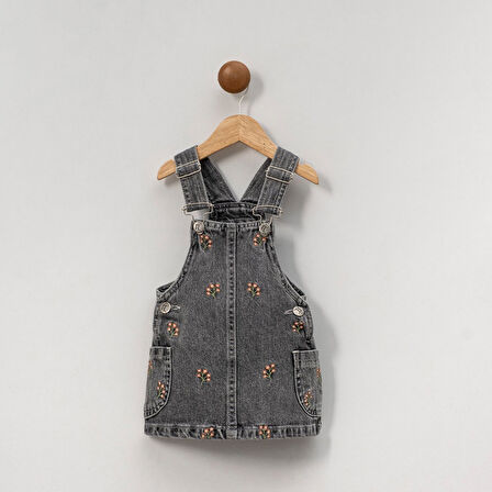 Kız Çocuk Çiçek Nakışlı Kot Jile