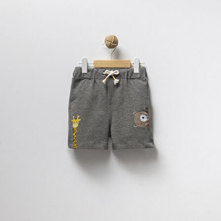 Erkek Çocuk Pamuklu Penye Baskılı Beli Lastikli Günlük Şort