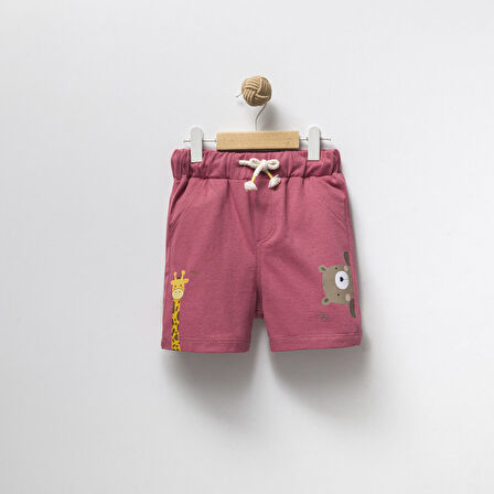 Erkek Çocuk Pamuklu Penye Baskılı Beli Lastikli Günlük Şort