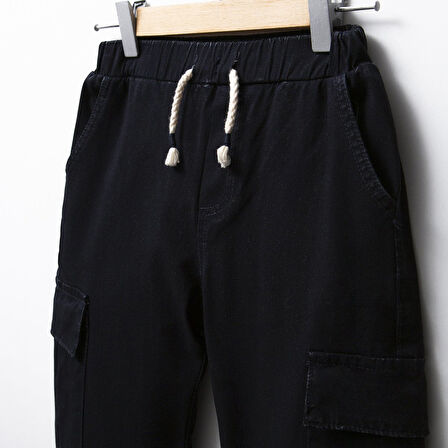 Erkek Çocuk Kargo Cepli Paçası Beli Lastikli Jogger Pantolon