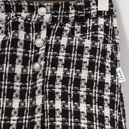 Ekose Tuvit Kumaş Çocuk Şort Etek %100 Pamuk