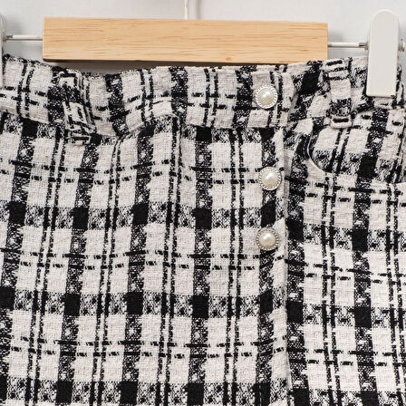 Ekose Tuvit Kumaş Çocuk Şort Etek %100 Pamuk