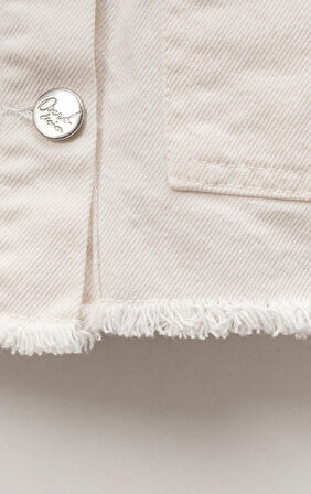 Kız Çocuk Yandan Büzgülü Cepli  Kot ceket