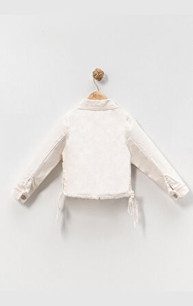 Kız Çocuk Yandan Büzgülü Cepli  Kot ceket