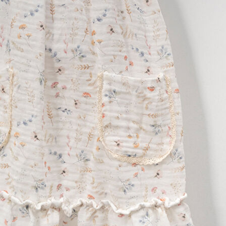 Kız Çocuk Müslin Elbse Kot Ceket İkili Takım