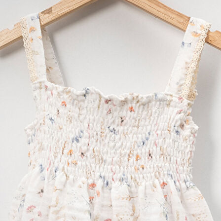 Kız Çocuk Müslin Elbse Kot Ceket İkili Takım