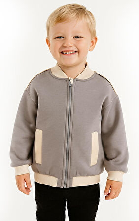 Erkek Çocuk 3iplik  Şardonlu Kışlık Uzun Kollu Fermuarlı Hırka