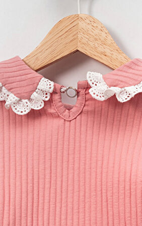 Fitilli Bebe Yaka Pamuklu Uzun Kol Kız Çocuk Sweatshirt