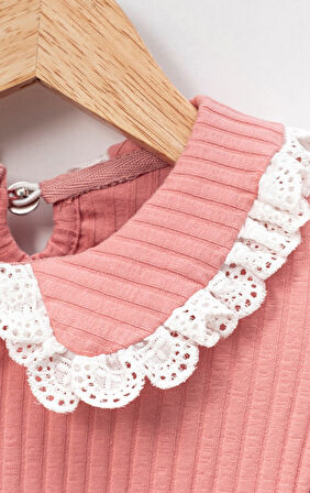 Fitilli Bebe Yaka Pamuklu Uzun Kol Kız Çocuk Sweatshirt