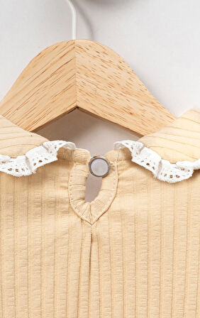 Fitilli Bebe Yaka Pamuklu Uzun Kol Kız Çocuk Sweatshirt