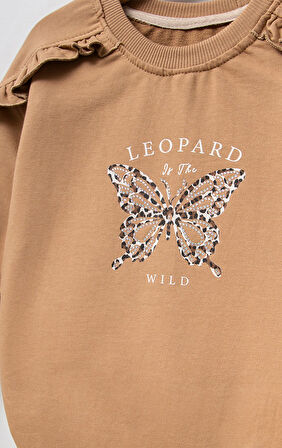 Pamuklu Baskılı Uzun Kol Kız Çocuk Sweatshirt