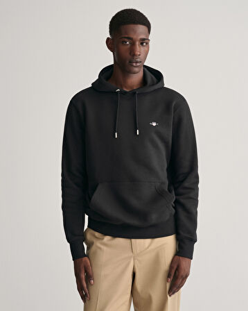GANT Erkek Siyah Regular Fit Kapüşonlu Sweatshirt