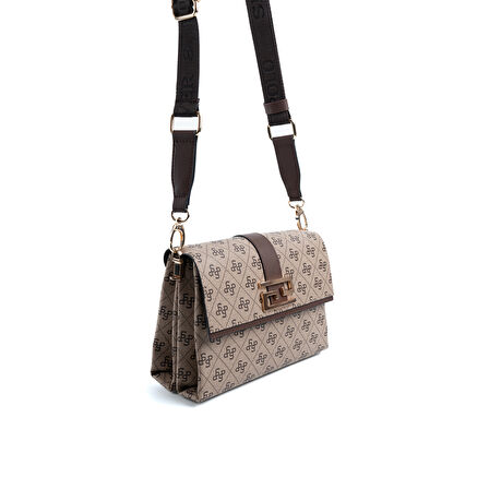 Silver Polo  Kadın Çapraz Çanta 1009-47968 SILVER POLO ÇAPRAZ BAYAN ÇANTASI M178 KOYU BEJ-MAT KAHVE