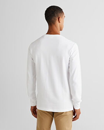 GANT Erkek Beyaz Slim Fit Bisiklet Yaka Uzun Kollu T-Shirt