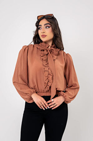 Kol Ve Bel Lastik Bağlama Detaylı Bluz BLZ630